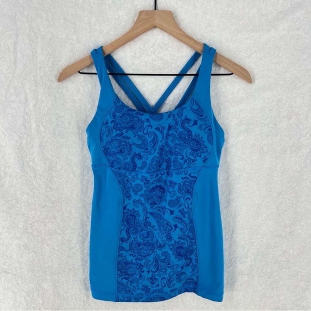 Lululemon Athletica Blue Paisley Printed Strappy Racerback Tank